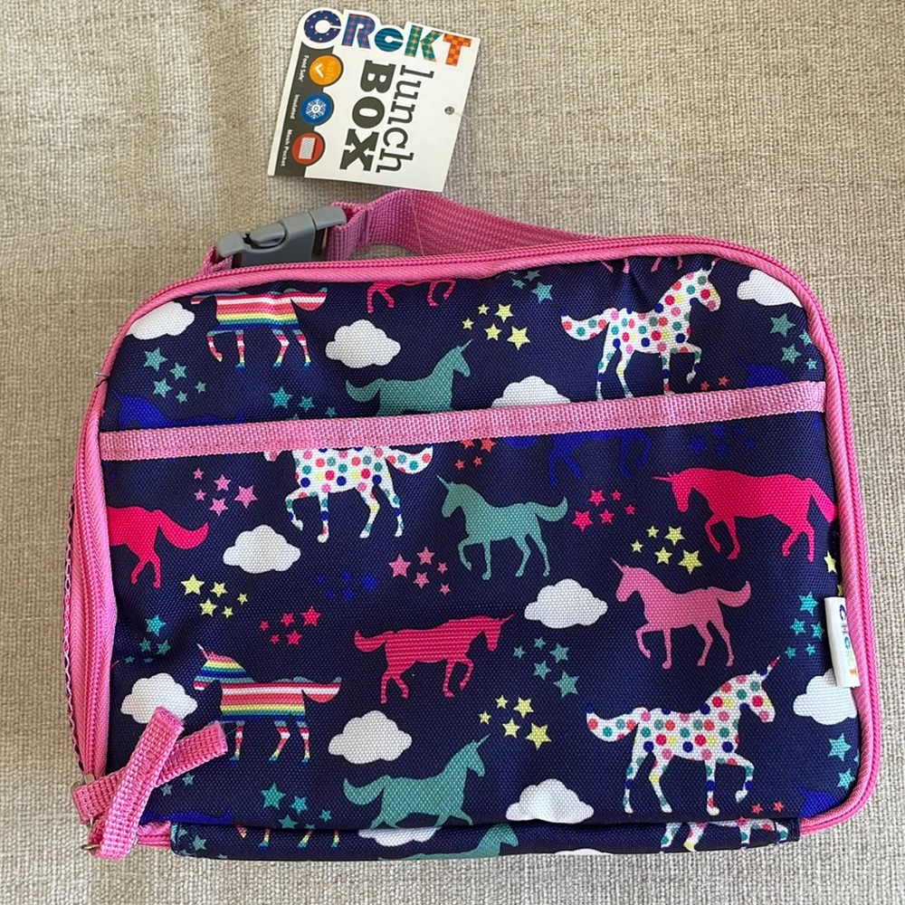 Lunch bag CRCT unicorn design navy/pink NWT